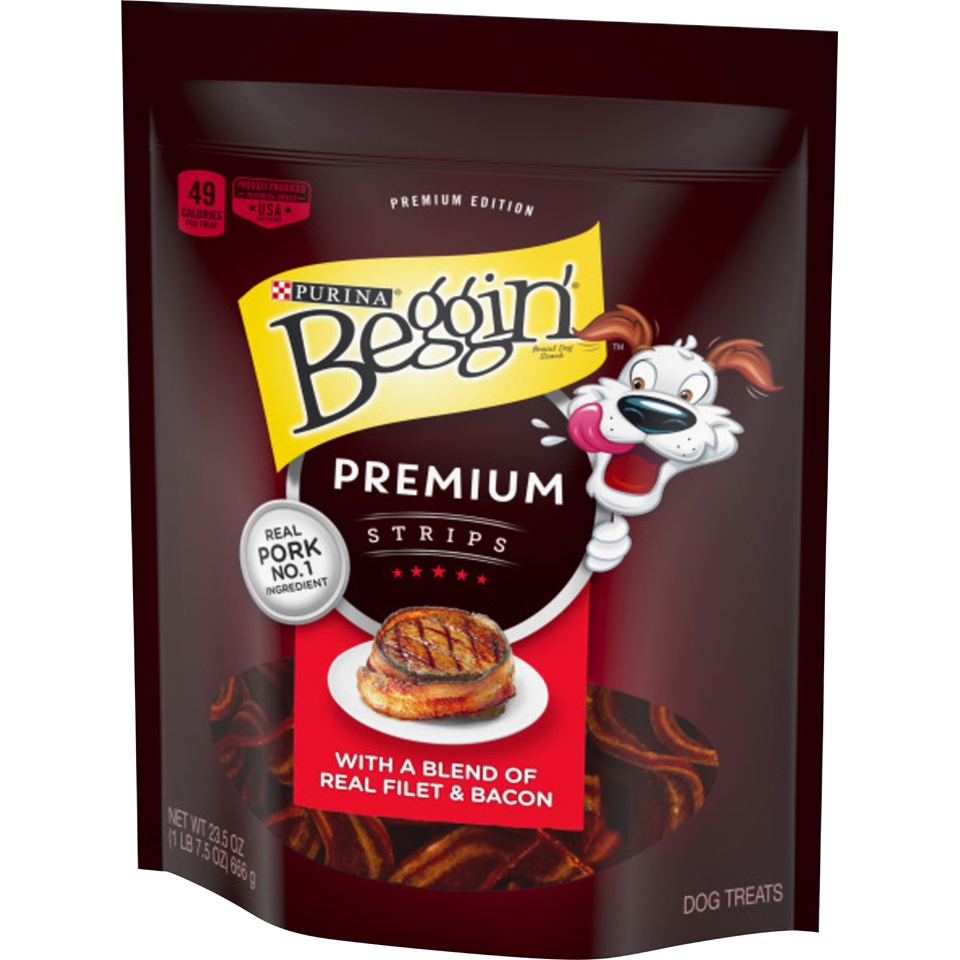 slide 8 of 9, Purina Beggin' Real Filet & Bacon Dog Treats, 23.5 oz