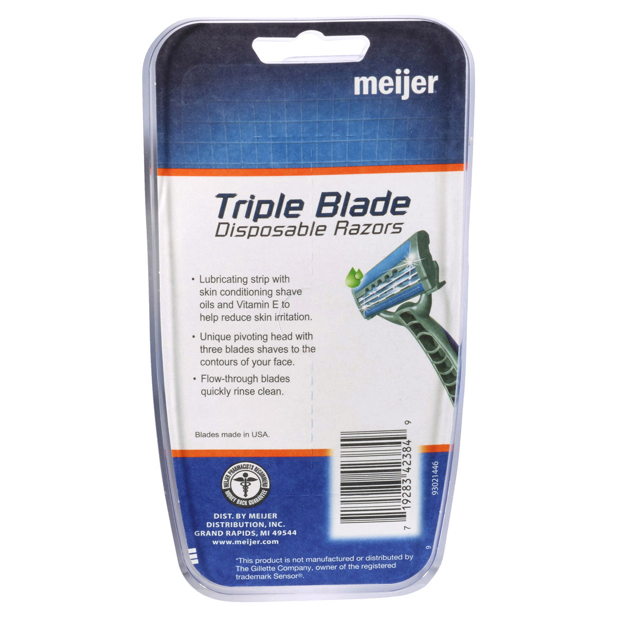 slide 2 of 2, Meijer Triple Blade Men's Disposable Razor for Sensitive Skin, 4 ct