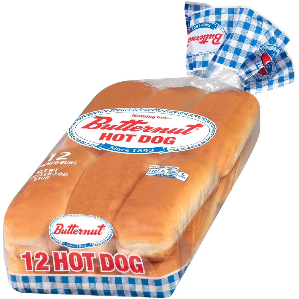 slide 3 of 5, Butternut Hot Dog Enriched Buns 12 ea, 12 ct