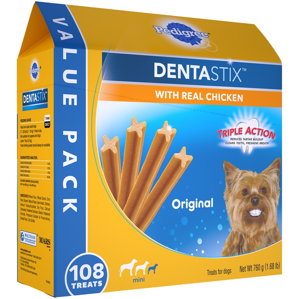 slide 2 of 9, Pedigree Dentastix Original Chicken Dental Dog Treats - 108ct, 26.1 oz