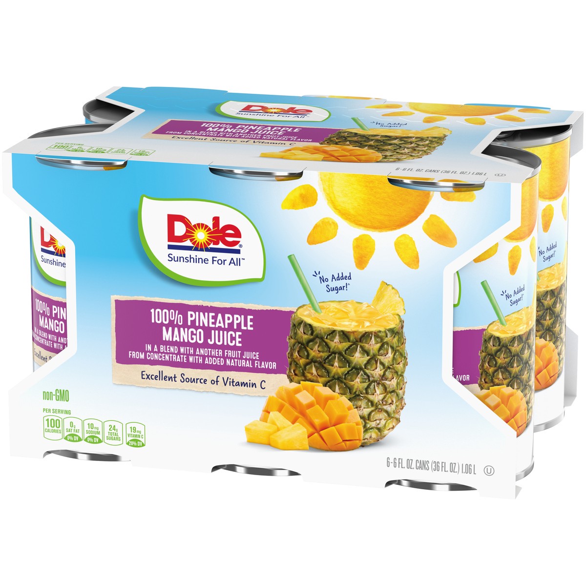 slide 7 of 9, Dole 100% Juice, Pineapple Mango- 6 ct, 6 ct