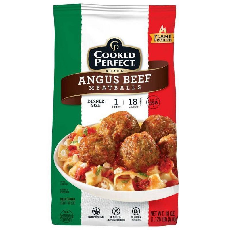 slide 1 of 6, Cooked Perfect Dinner Size Angus Beef Meatballs 20 oz, 20 oz