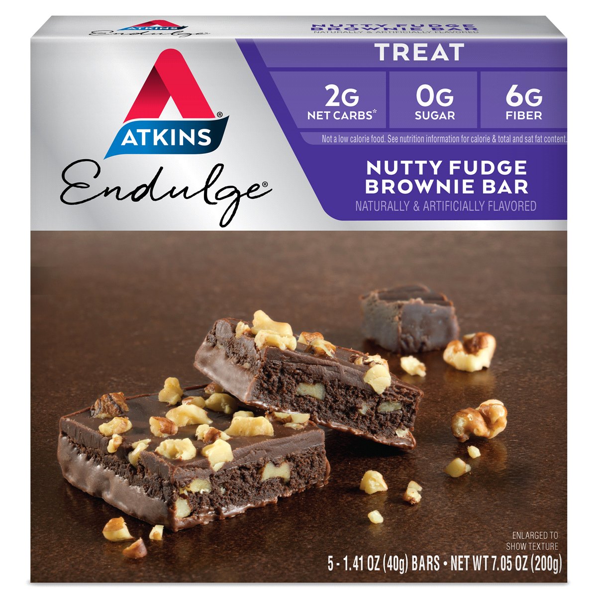 slide 1 of 8, Atkins Endulge Nutty Fudge Brownie Bars, 5 ct; 1.41 oz