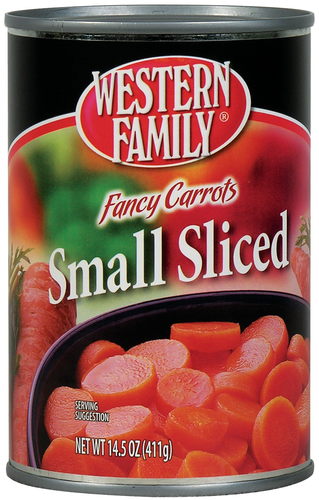 slide 1 of 1, Western Family Fancy Carrots Small Sliced, 14.5 oz