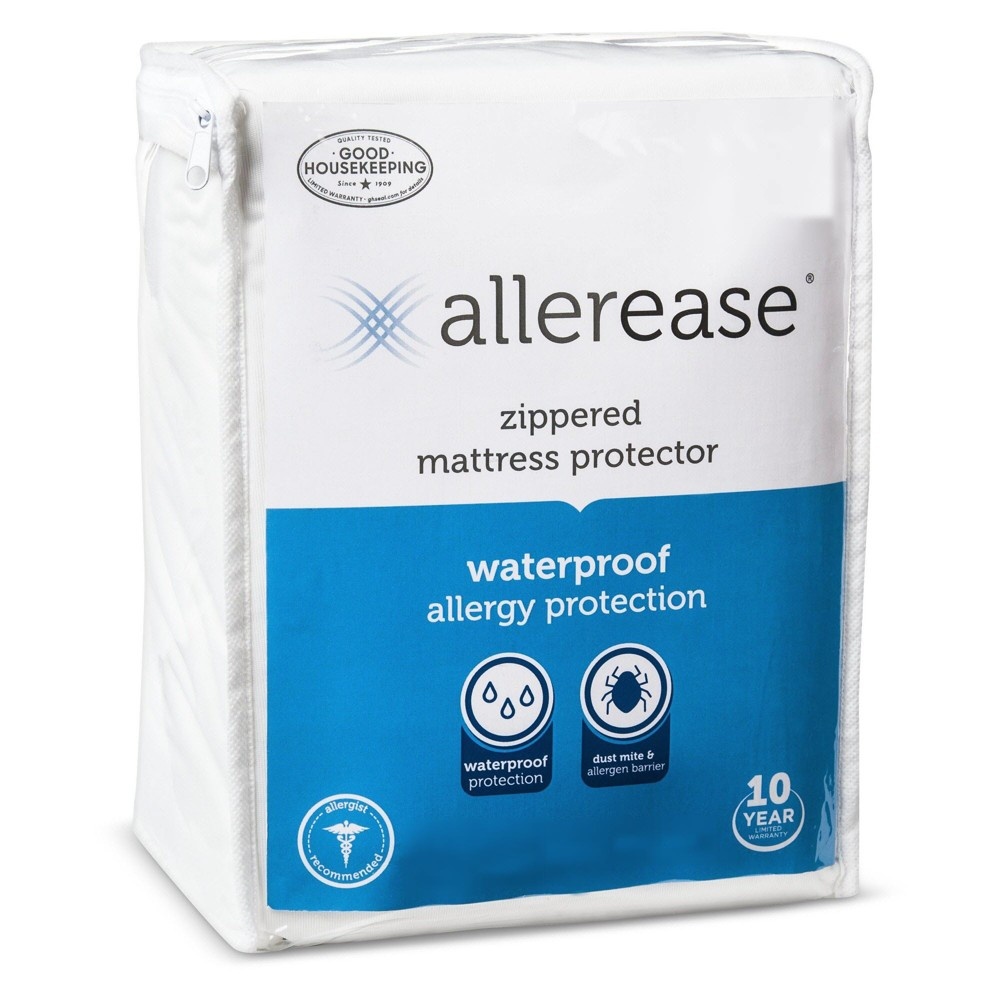 slide 2 of 3, Full Waterproof Mattress Protector White - AllerEase, 1 ct