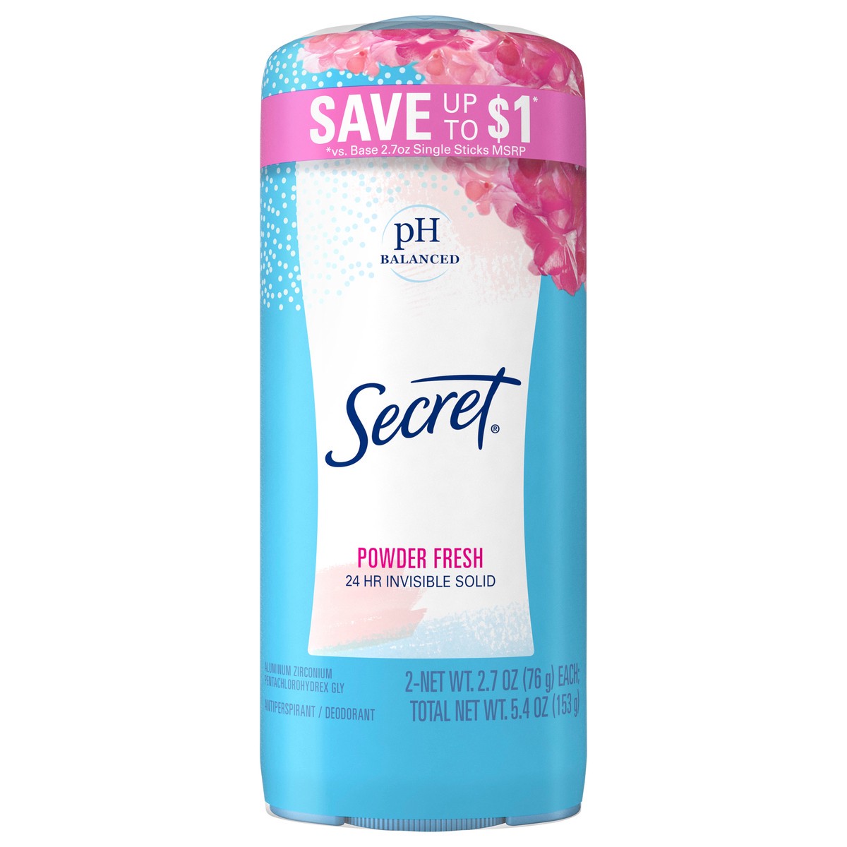 slide 1 of 11, Secret Wide Solid Antiperspirant and Deodorant, Powder Fresh, 2.7 oz, 2 ct