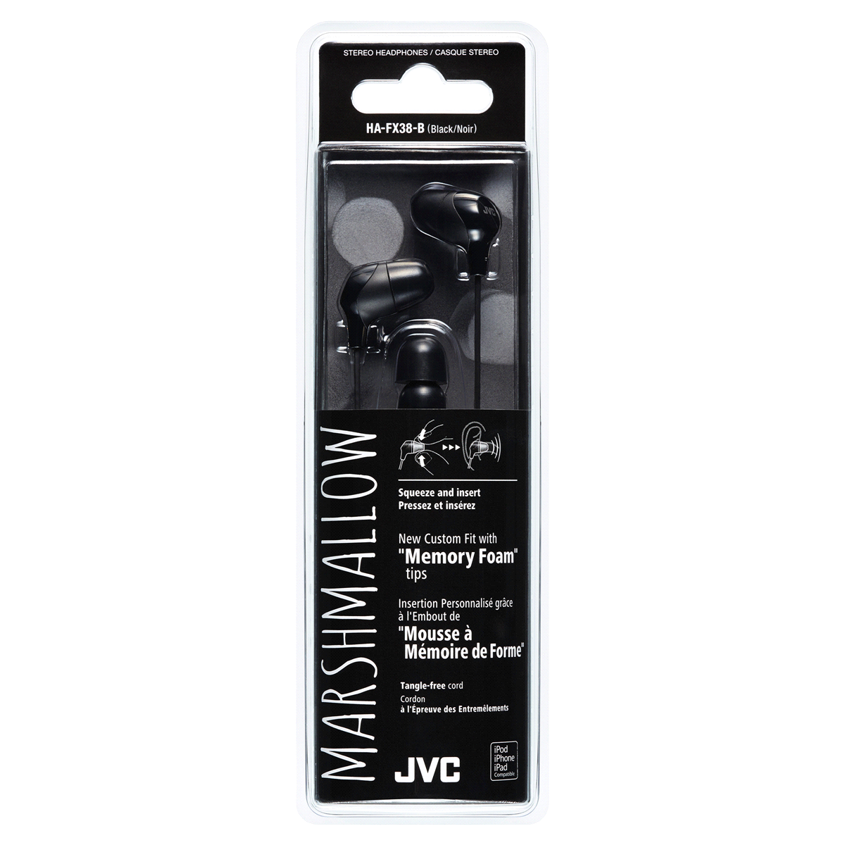 slide 2 of 2, JVC Marshmallow Headphones, Black, 1 ct