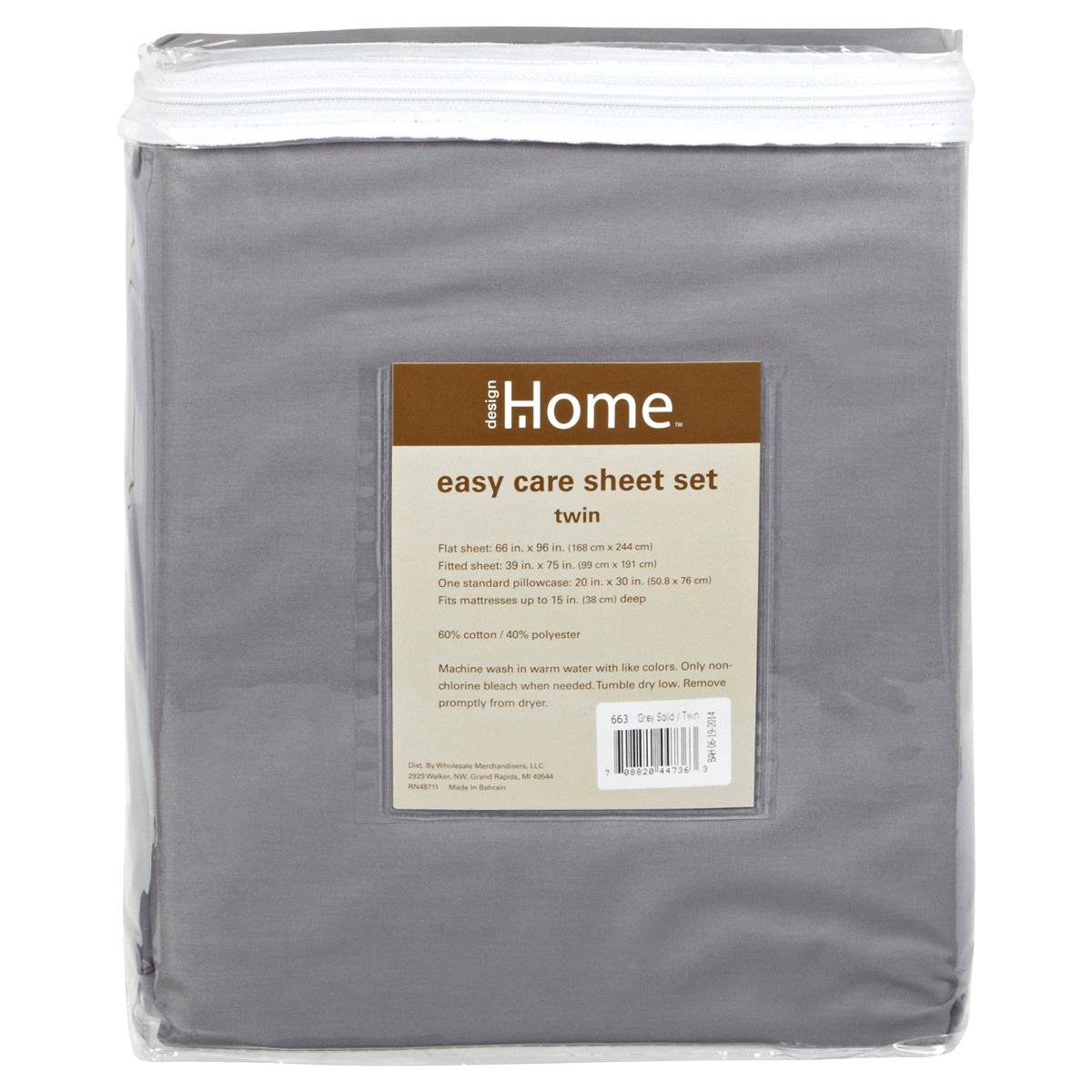 slide 2 of 2, Home Sheet Set 250 Thread Count Cotton, Twin, Gray, Twin Size