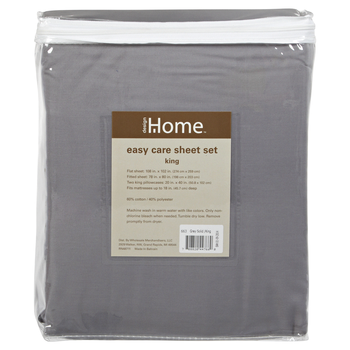 slide 2 of 2, Home Sheet Set 250TC Cotton, King, Gray, King Size