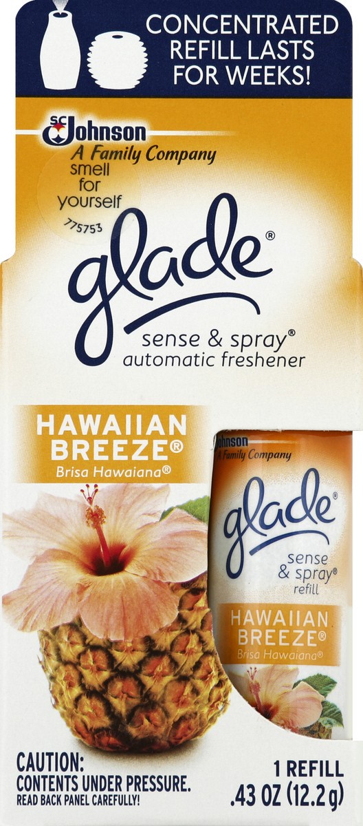 slide 5 of 6, Glade Sense Spray Automatic Air Freshener Refill Hawaiian Breeze, 0.43 oz