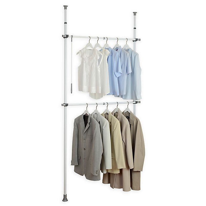 slide 1 of 3, Wenko Kerkules 2-Tier Telescopic Basic Closet Organization System, 1 ct