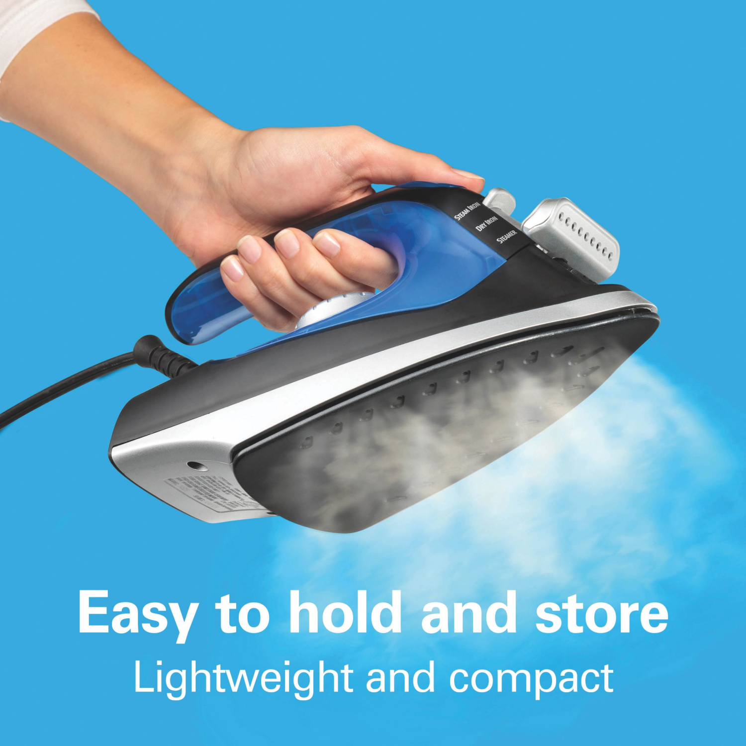 slide 2 of 4, Hamilton Beach Flip Handle Iron And Steamer - Black/Blue/Gray, 1 ct