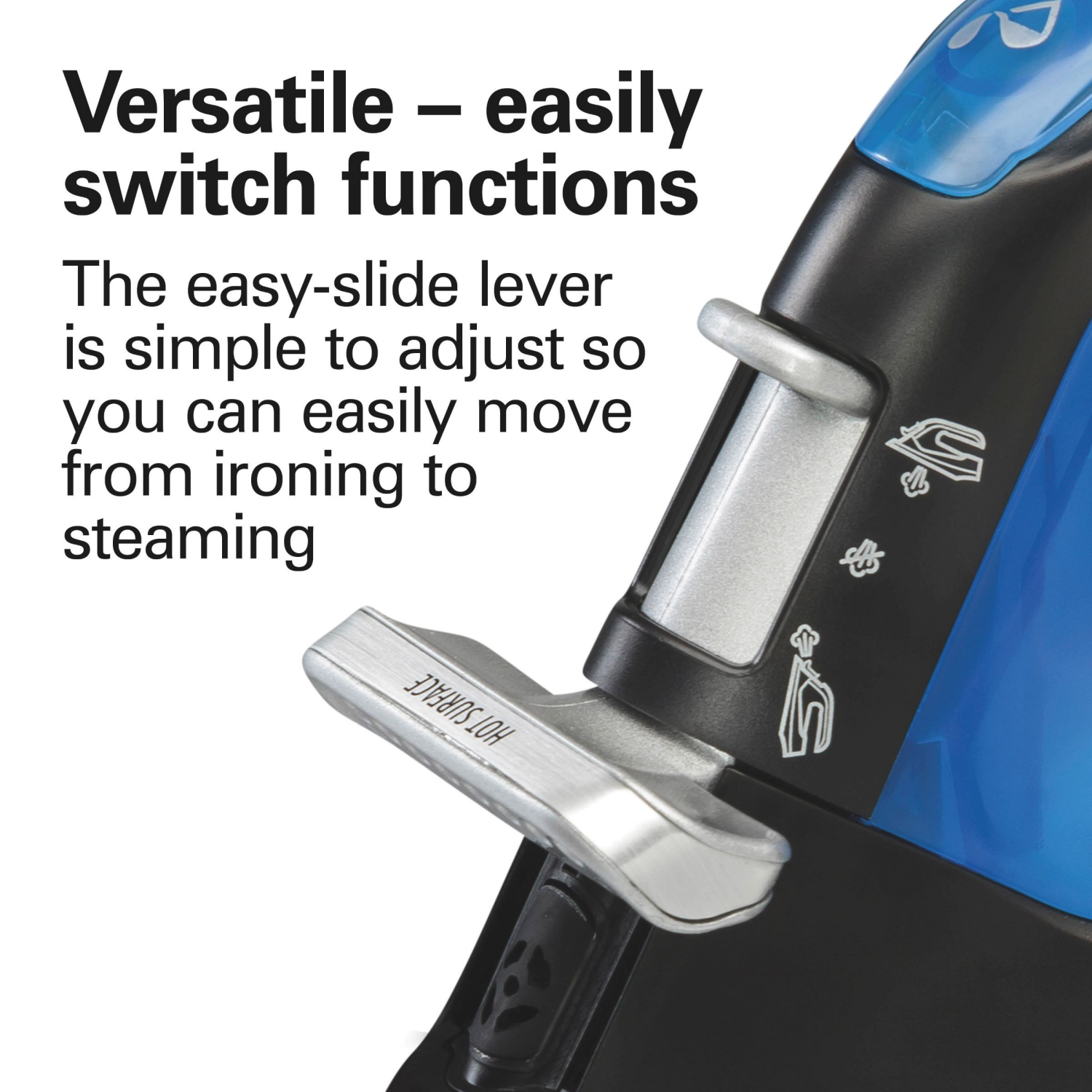 slide 1 of 4, Hamilton Beach Flip Handle Iron And Steamer - Black/Blue/Gray, 1 ct