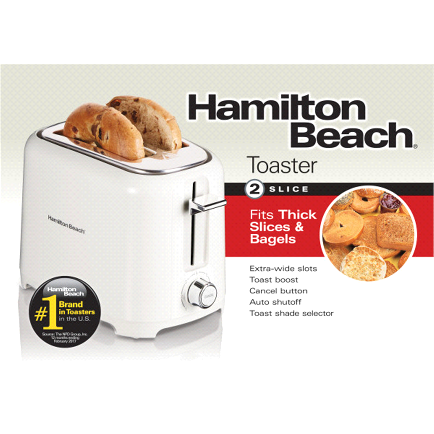slide 1 of 2, Hamilton Beach 2 Slice Cool Touch Toaster, White, 1 ct