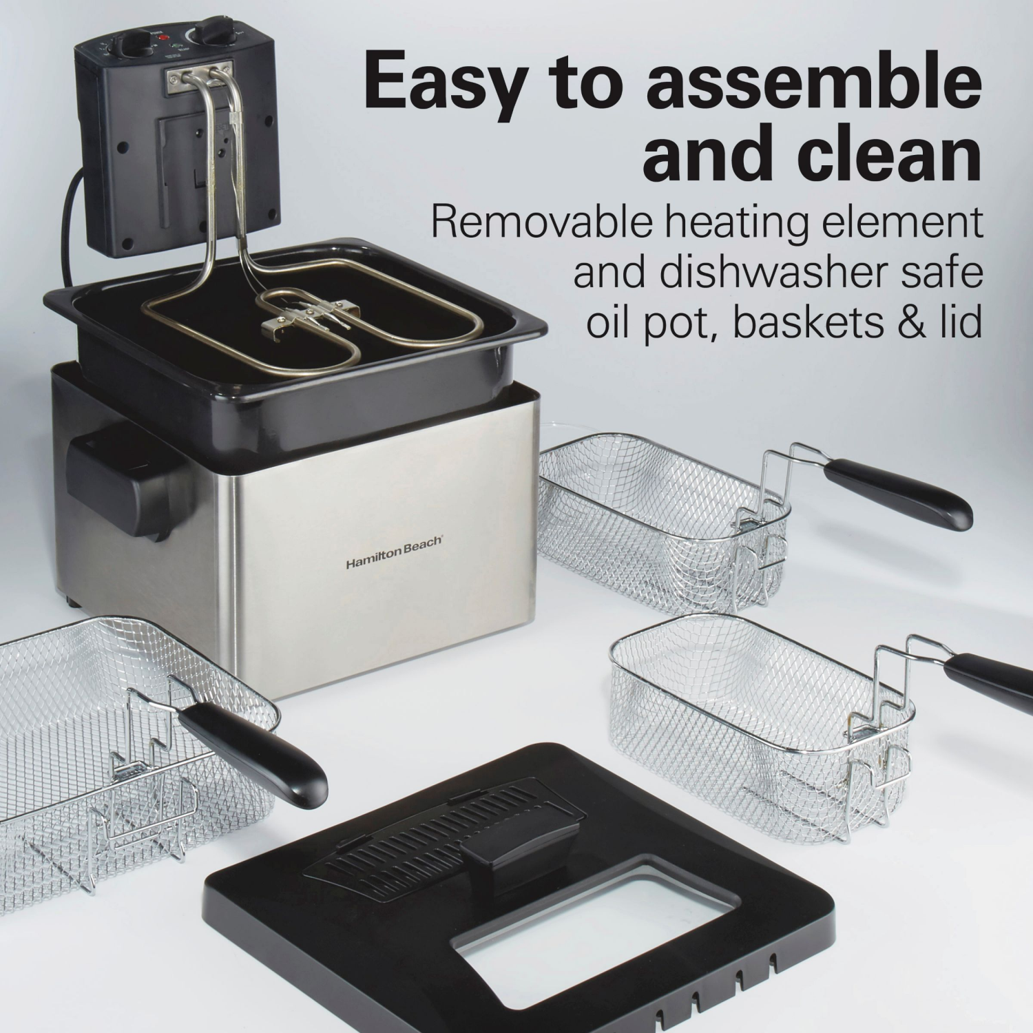 slide 3 of 4, Hamilton Beach Triple Basket Deep Fryer - Stainless Steel 35034, 2.8 liter