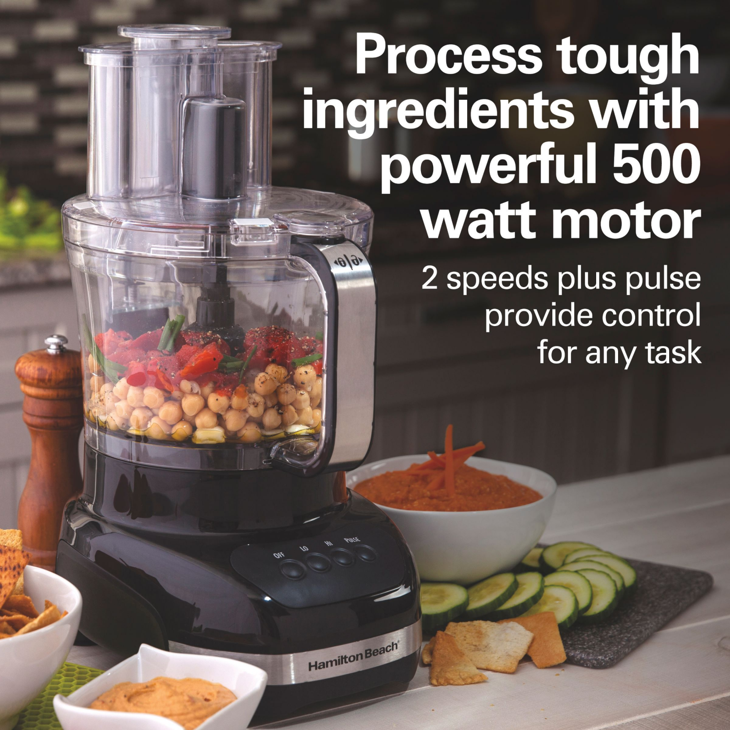 slide 3 of 4, Hamilton Beach Big Mouth Duo Bowl Food Processor - Black 70580, 1 ct