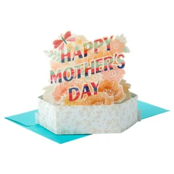 Hallmark Paper Wonder Displayable Pop Up Mother's Day Card Pink Flowers
