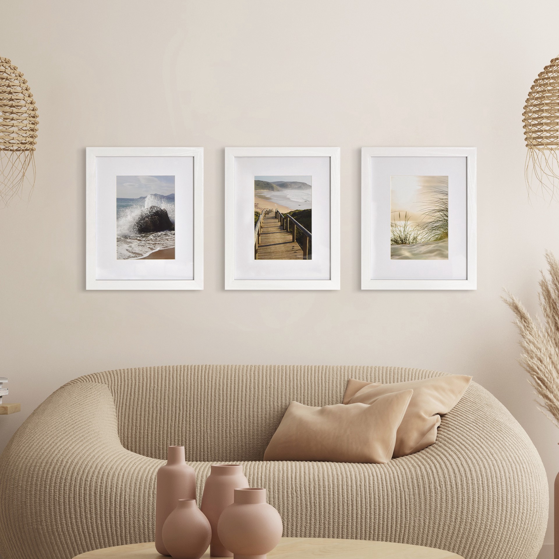 slide 2 of 7, 3 Pack Gallery White Frame With Mat By Studio Decor, 3 ct