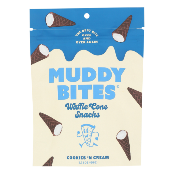 slide 1 of 5, Muddy Bites White Chocolate With Chocolate Waffle Cone Snack, 2.33 oz