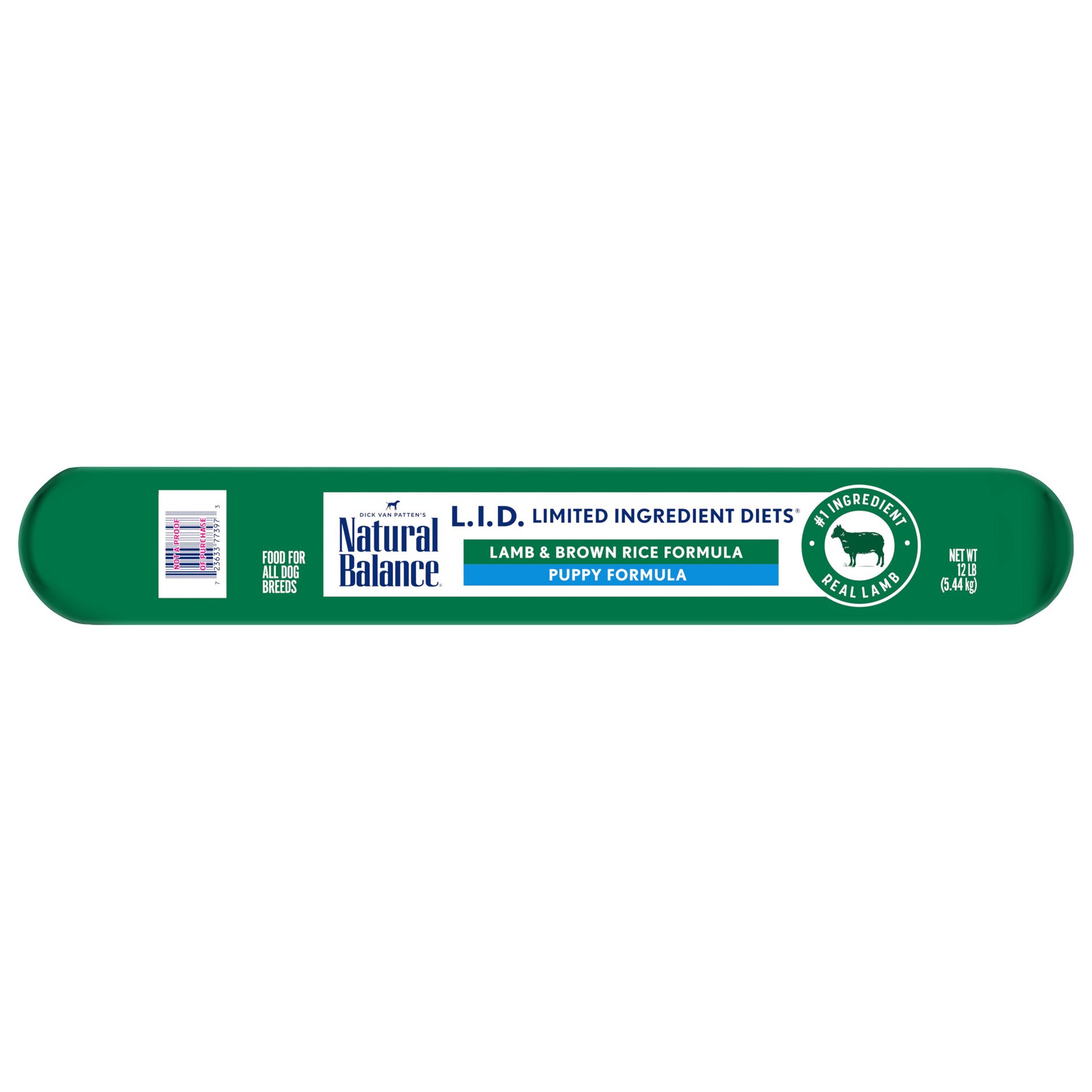 slide 2 of 5, Natural Balance L.I.D. Limited Ingredient Diets Dry Dog Food, 12 Pounds, Lamb & Brown Rice Puppy Formula, 12 lb