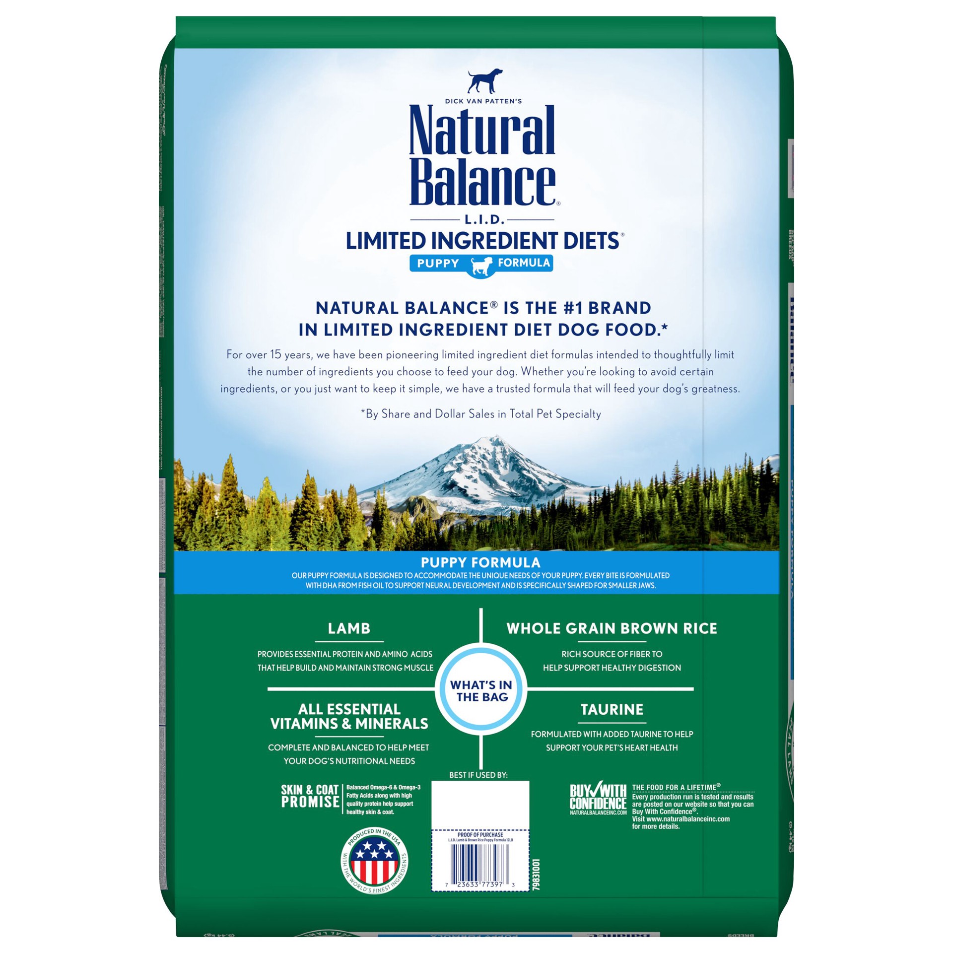 slide 5 of 5, Natural Balance L.I.D. Limited Ingredient Diets Dry Dog Food, 12 Pounds, Lamb & Brown Rice Puppy Formula, 12 lb