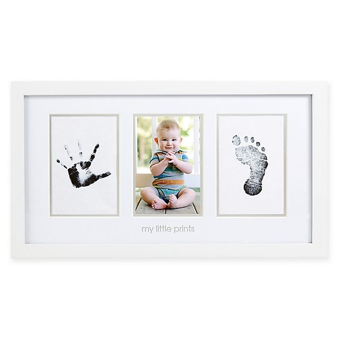 slide 1 of 3, Pearhead Babyprints 3-Opening Picture Frame - Grey, 4 in x 6 in