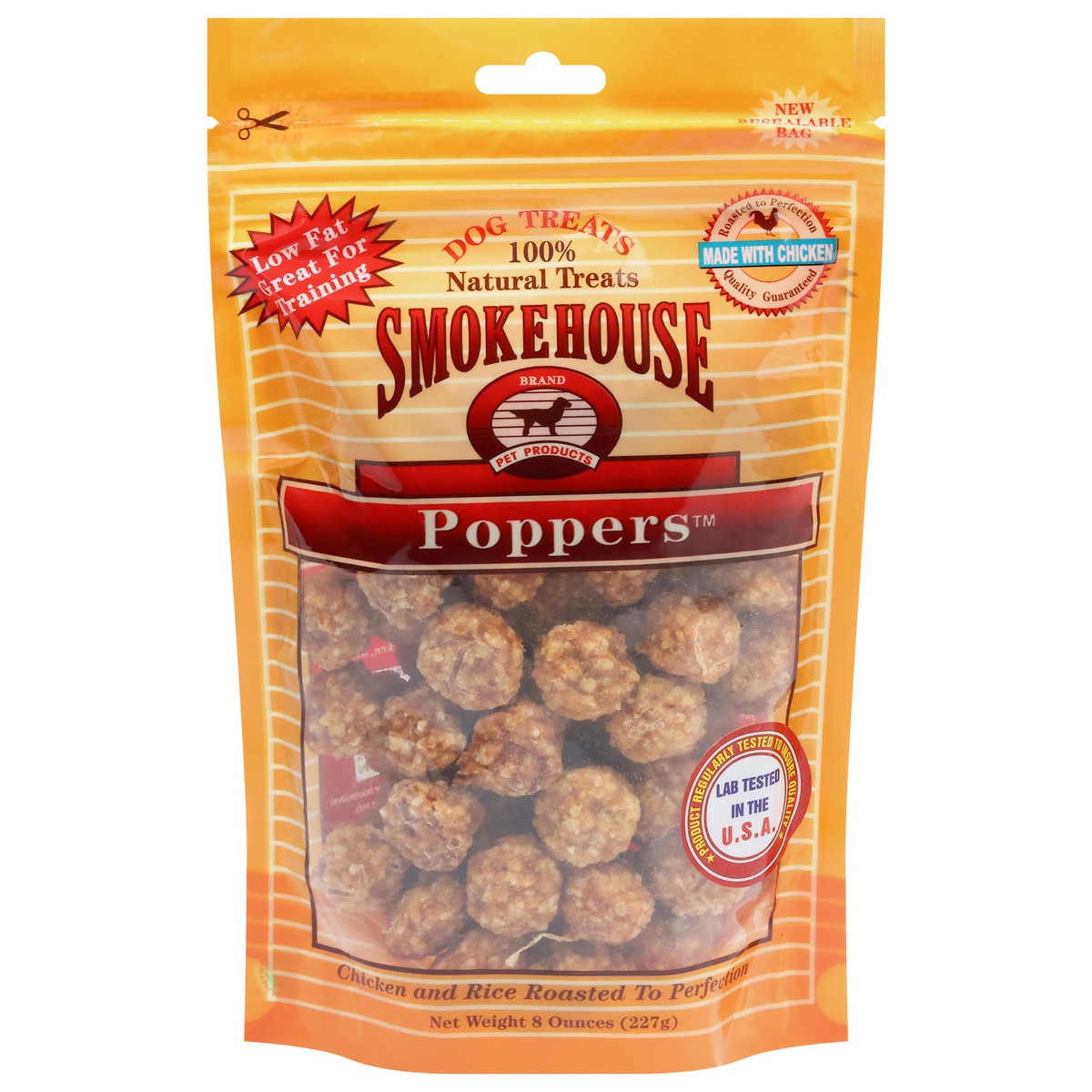 slide 1 of 3, Smokehouse Poppers 100% Natural Chicken and Rice Dog Treats 8 oz, 8 oz