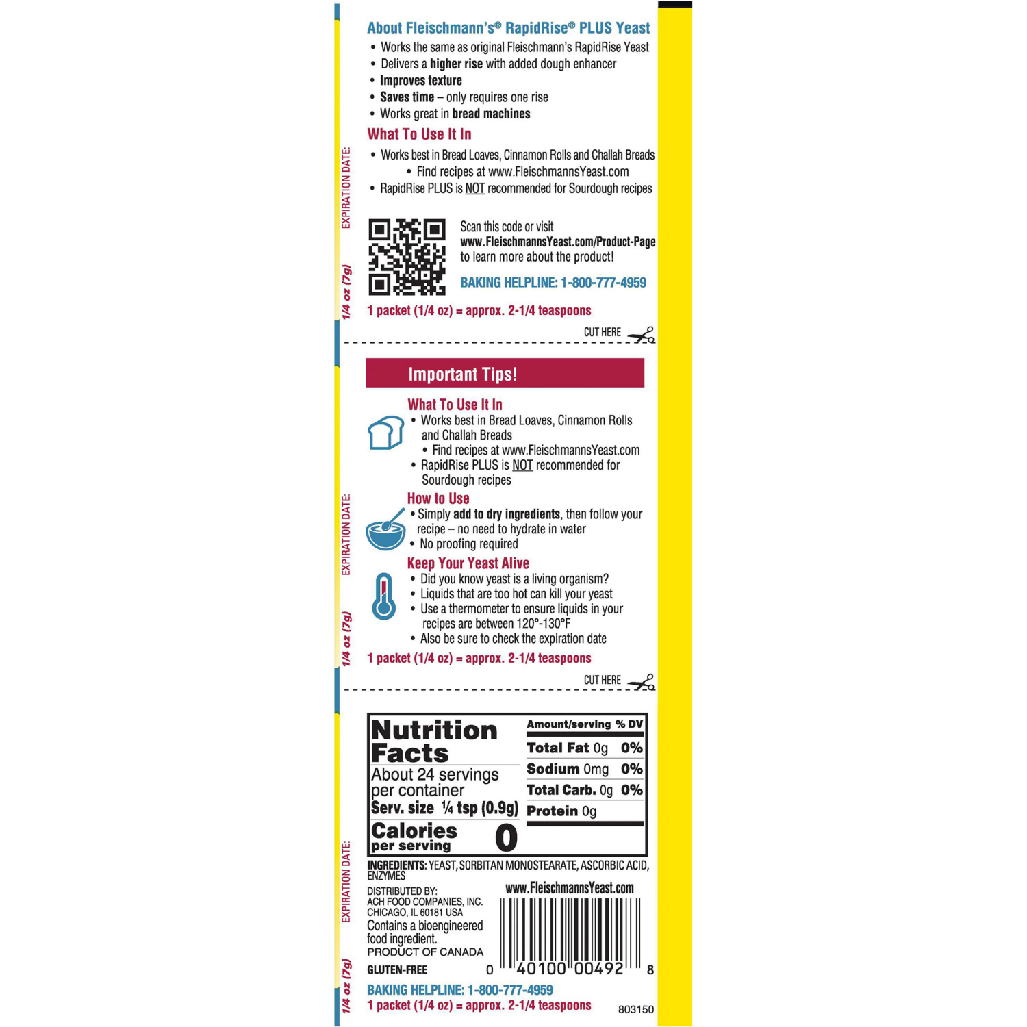 slide 3 of 3, Fleischmann's Rapid Rise Plus Instant Yeast With Dough Enhancer, 3 ct