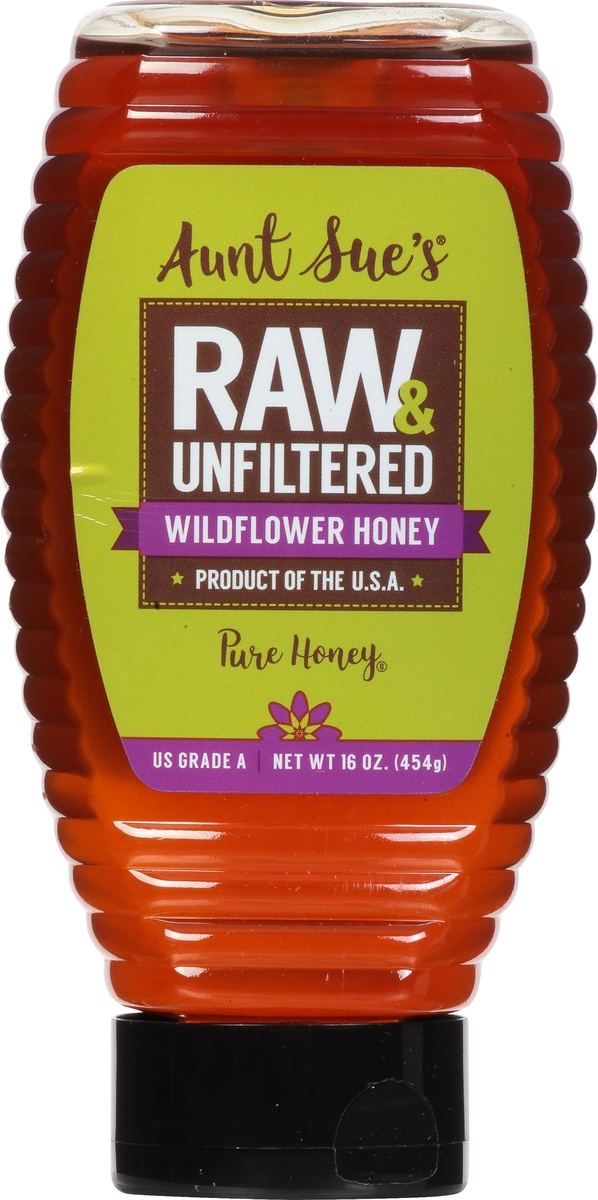 slide 6 of 9, Aunt Sue's Raw & Unfiltered Wildflower Honey 16 oz, 