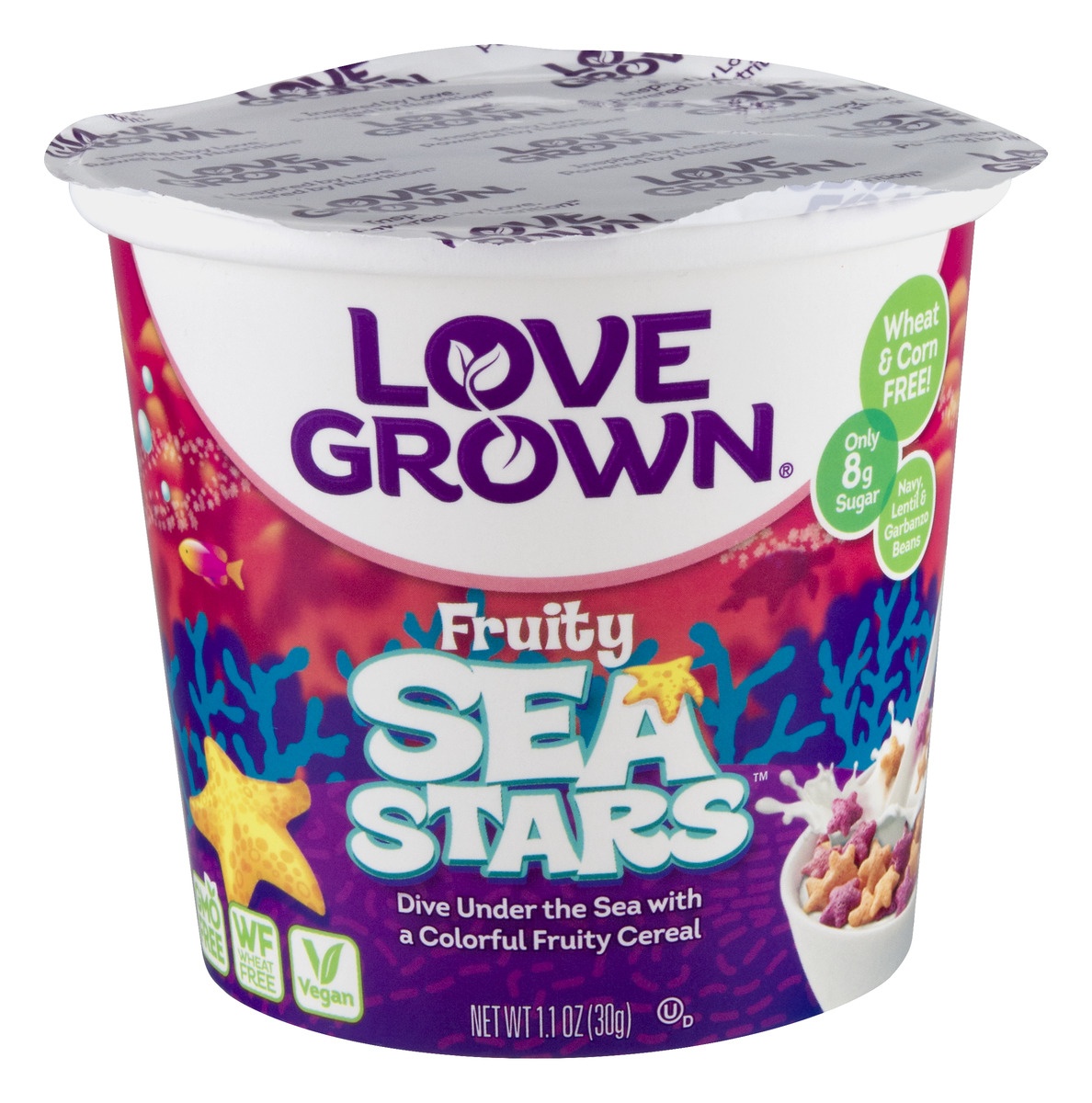 slide 1 of 1, Love Grown Fruity Sea Stars Cereal Cups, 1.1 oz