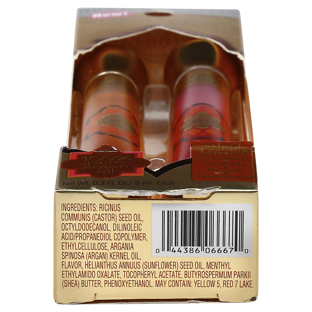 slide 6 of 7, Physicians Formula Argan Wear Ultra-Nourishing Argan Lip Oil Duo, Liquid Gold Pink, 0.6 oz