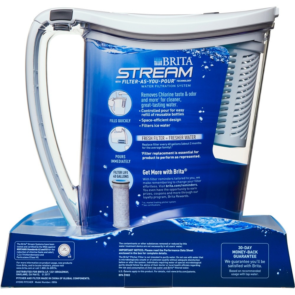 slide 8 of 11, Brita Stream Hydro Filter as You Pour Water Pitcher 10 Cup, 1 ct