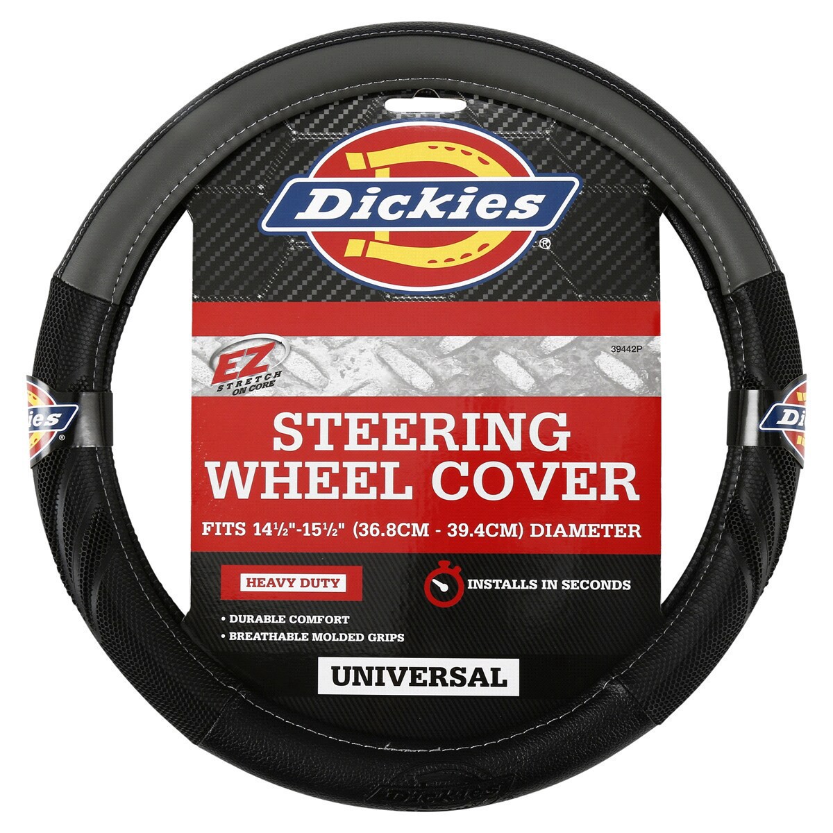 slide 1 of 5, Dickies Icon Black & Grey Dura Grip Steering Wheel Cover, 1 ct