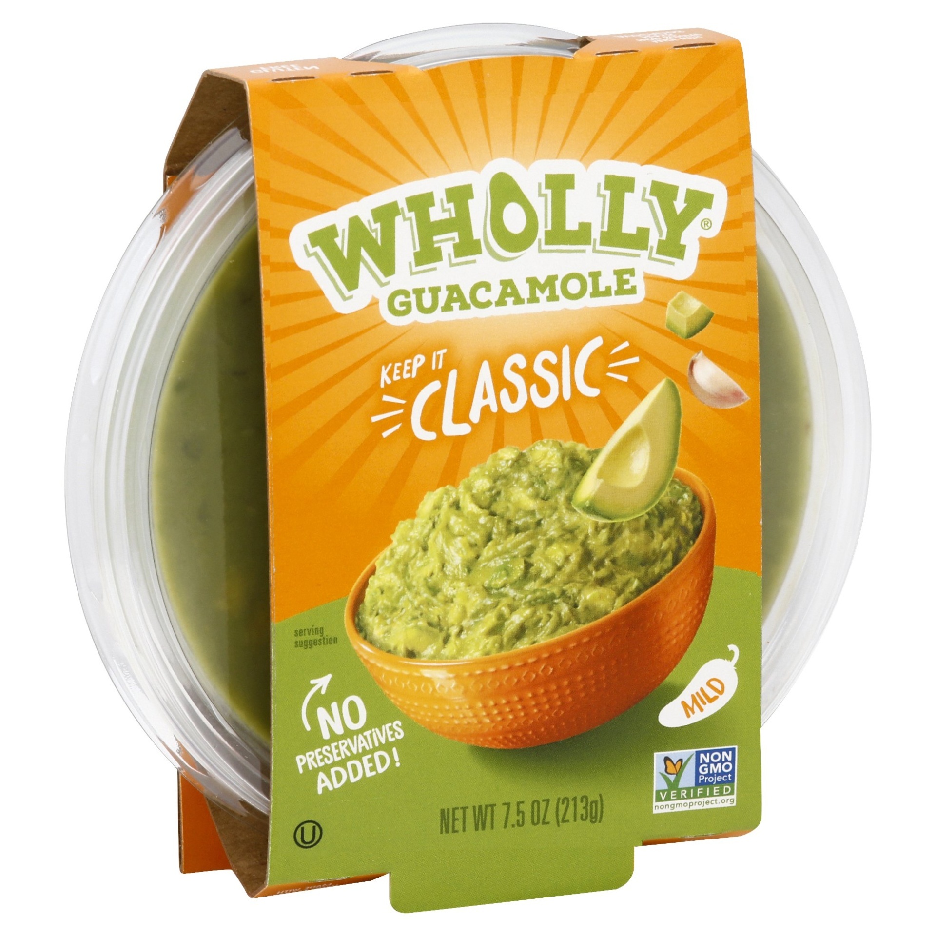 slide 1 of 1, Wholly Guacamole Guacamole, Classic, Mild, Sleeve, 7.5 oz
