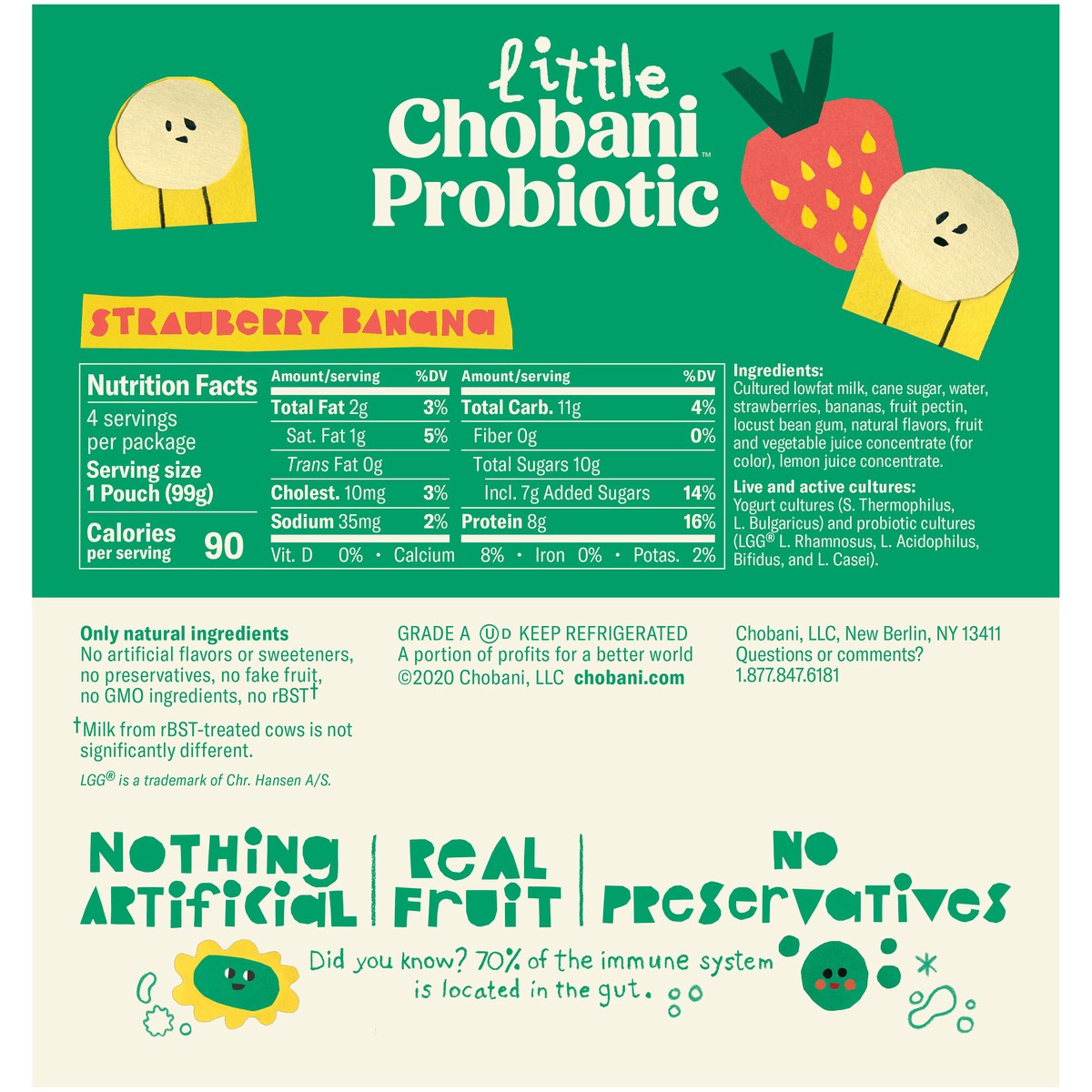 slide 3 of 14, Little Chobani Probiotic Strawberry Banana Yogurt Pouches 3.5oz 4-pack, 14 oz