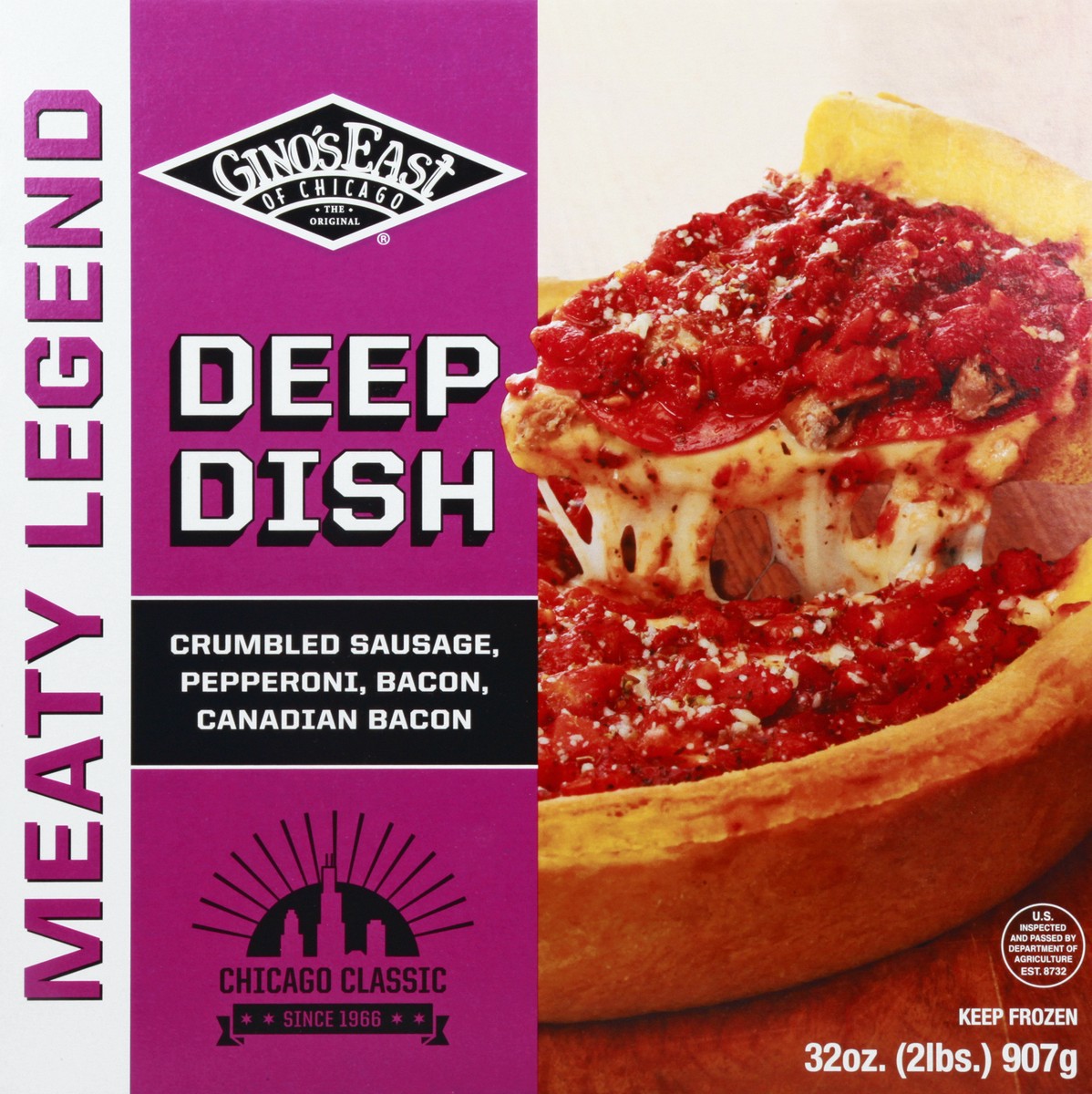 slide 1 of 12, Gino's East of Chicago Deep Dish Meaty Legend Pizza 32 oz, 32 oz