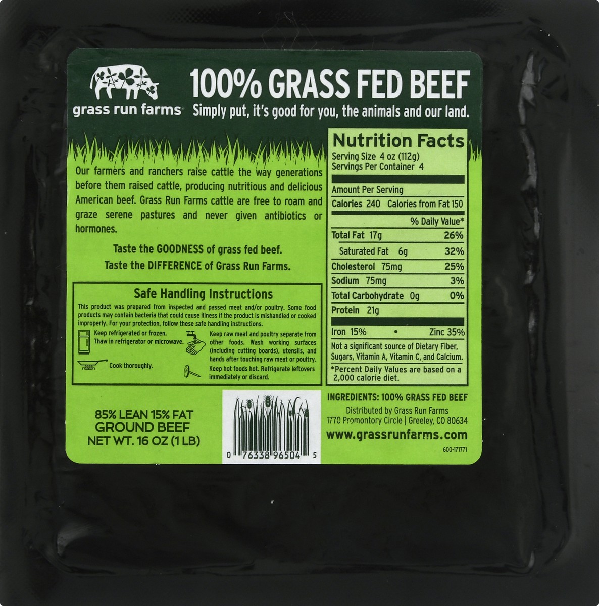slide 4 of 9, Grass Run Farms 85%/15% Ground Beef 16 oz, 16 oz