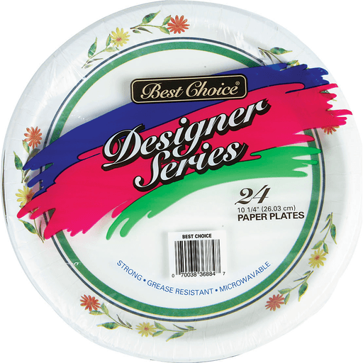 slide 1 of 1, Best Choice Designer Series Paper Plates, 24 ct; 10 1/4 Inch