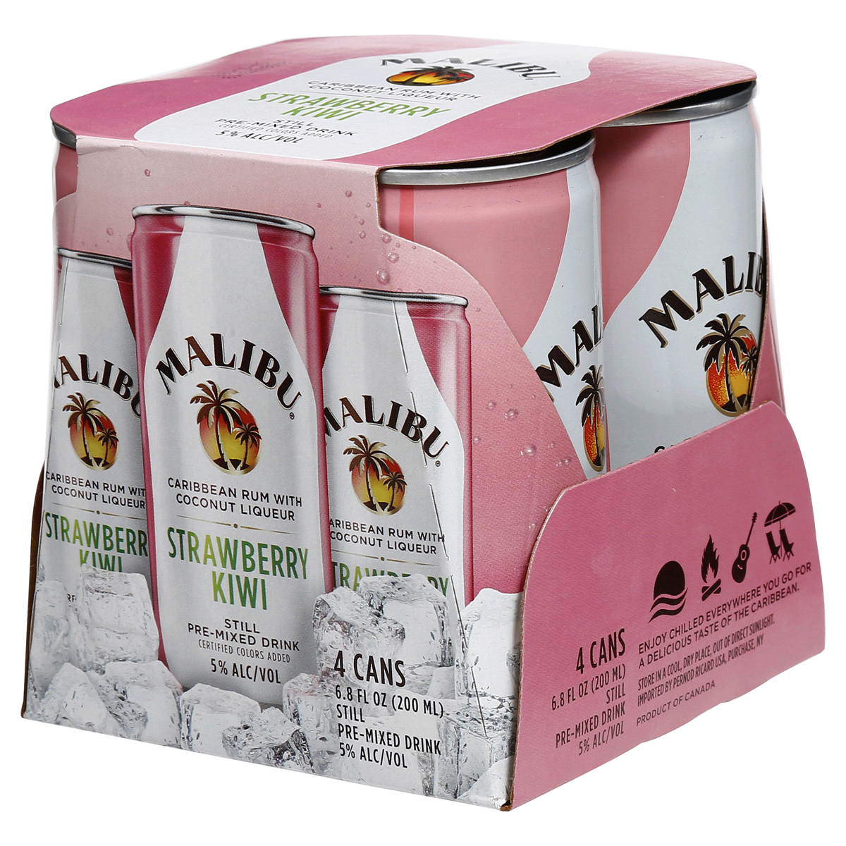 slide 7 of 7, Malibu Strawberry Kiwi Pre-Mixed Drink, 4 ct; 6.8 fl oz