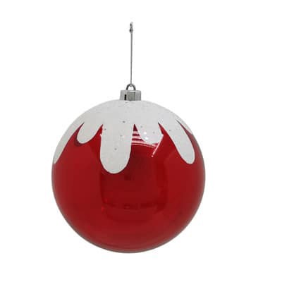 slide 1 of 3, 8.5" White Glitter Frosted Red Plastic Jumbo Ball Ornament By Ashland, 8.5 in