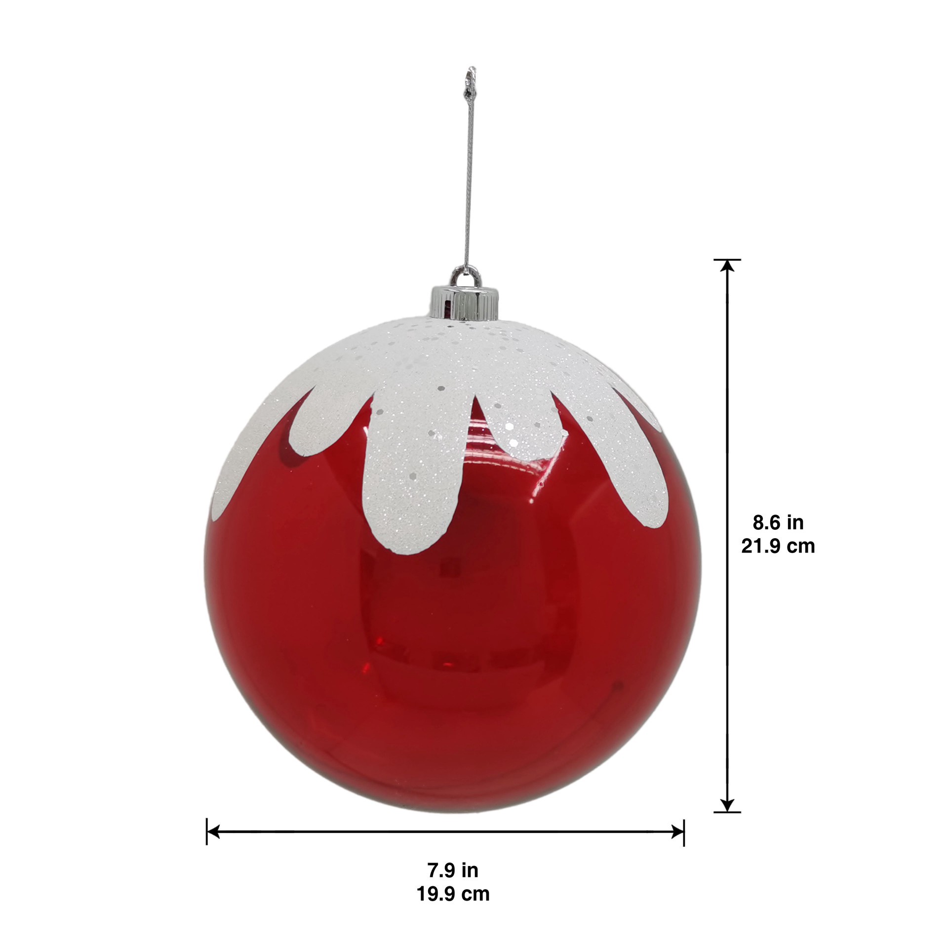 slide 2 of 3, 8.5" White Glitter Frosted Red Plastic Jumbo Ball Ornament By Ashland, 8.5 in