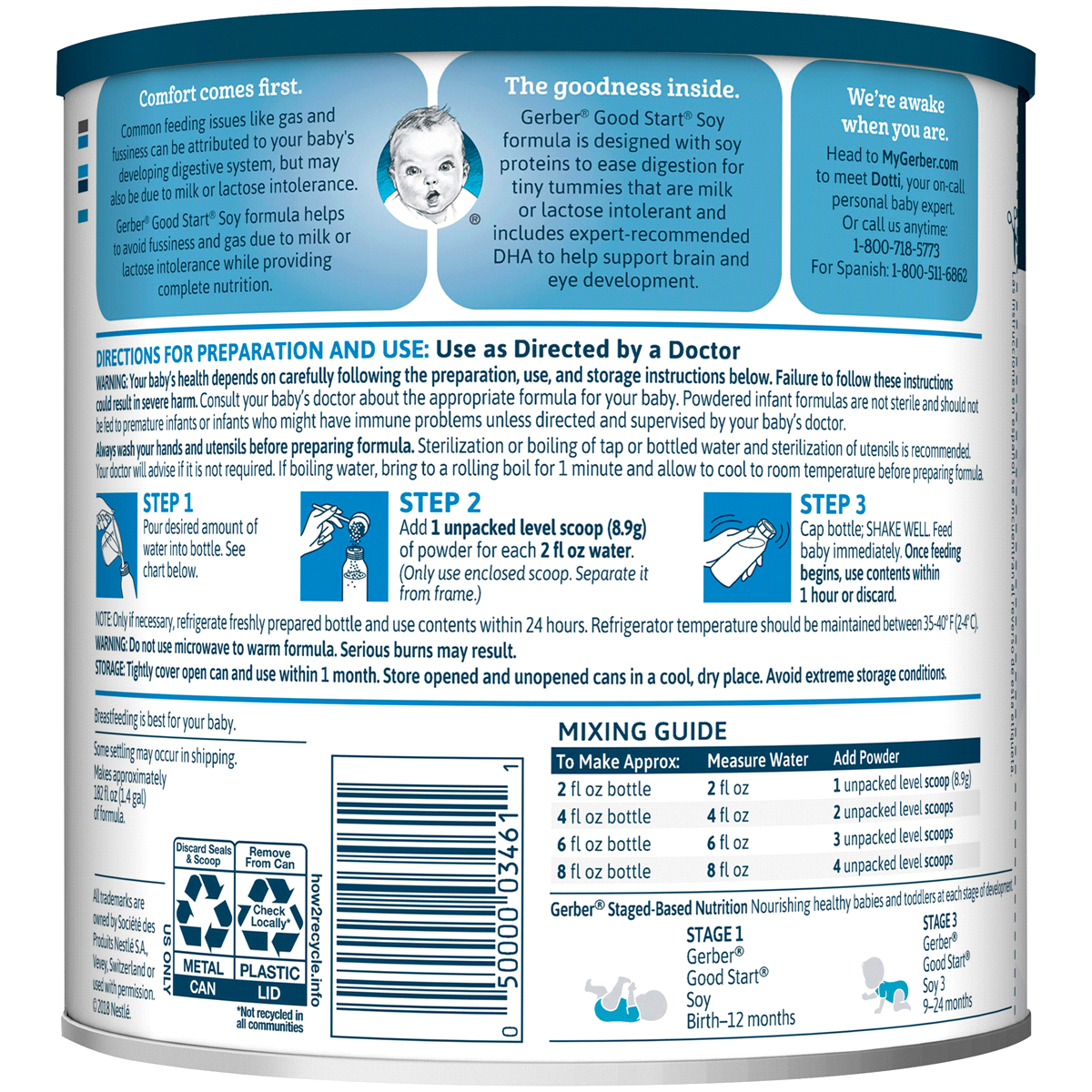 slide 4 of 4, Gerber Good Start Stage 1 Soy Non-GMO Powder Infant Formula, 25.7 oz