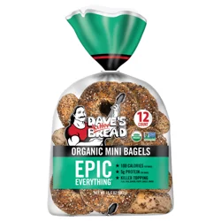 Dave's Killer Bread Organic Epic Everything Mini Whole Grain Bagels - 12ct