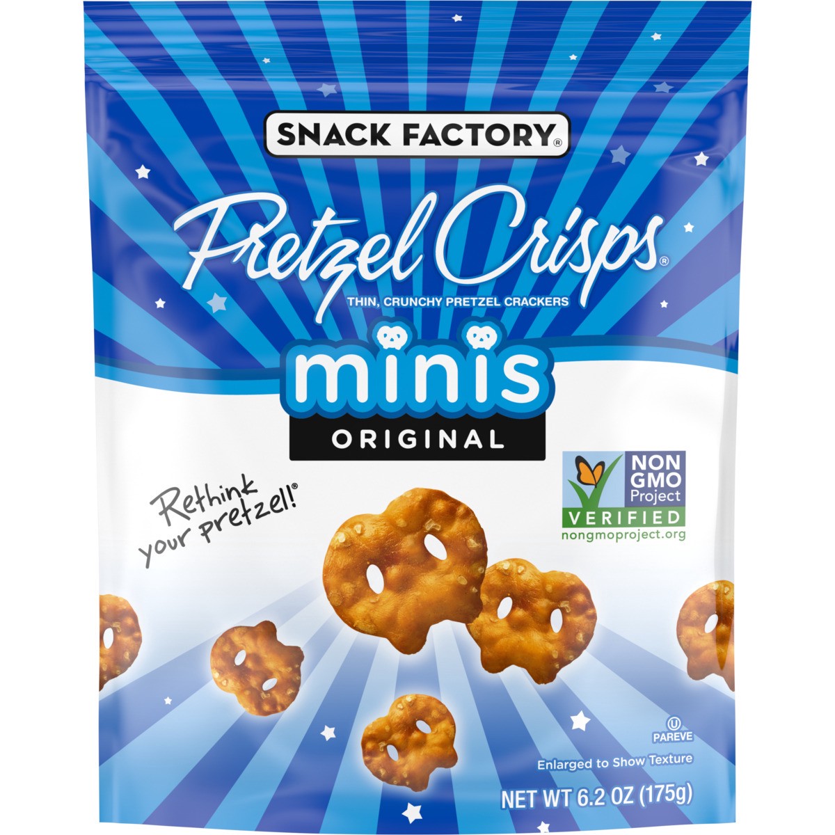 slide 1 of 5, Snack Factory Original Minis Pretzel Crisps, 6.2 oz