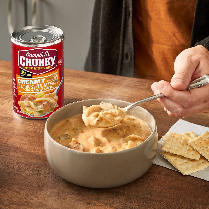 slide 4 of 6, Campbell's Creamy Cajun Style Chicken Alfredo Soup, 18.800 oz