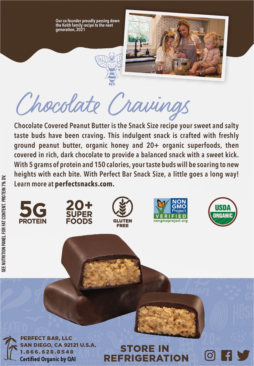 slide 3 of 9, Perfect Bar Mini Gluten-Free Chocolate Covered Peanut Butter Protein Bar, 6 count, 1.05 oz, 6 ct