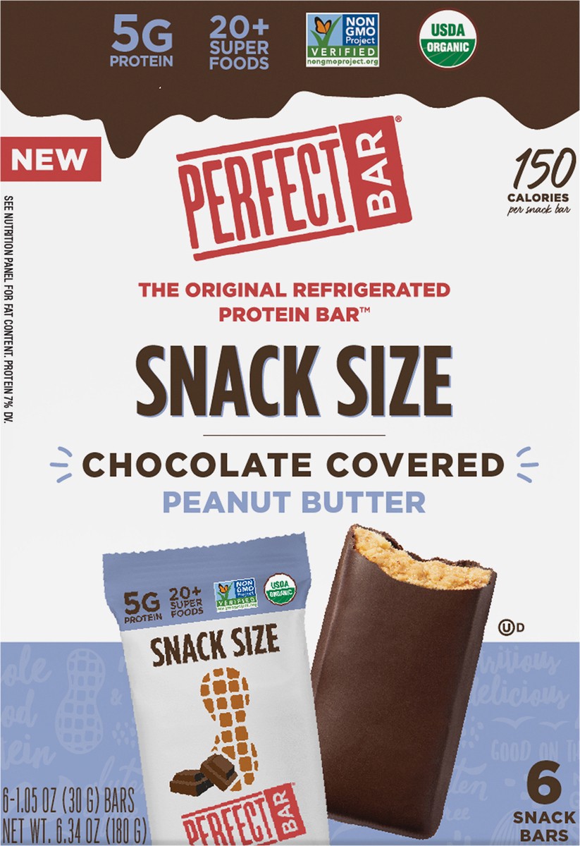 slide 6 of 9, Perfect Bar Mini Gluten-Free Chocolate Covered Peanut Butter Protein Bar, 6 count, 1.05 oz, 6 ct