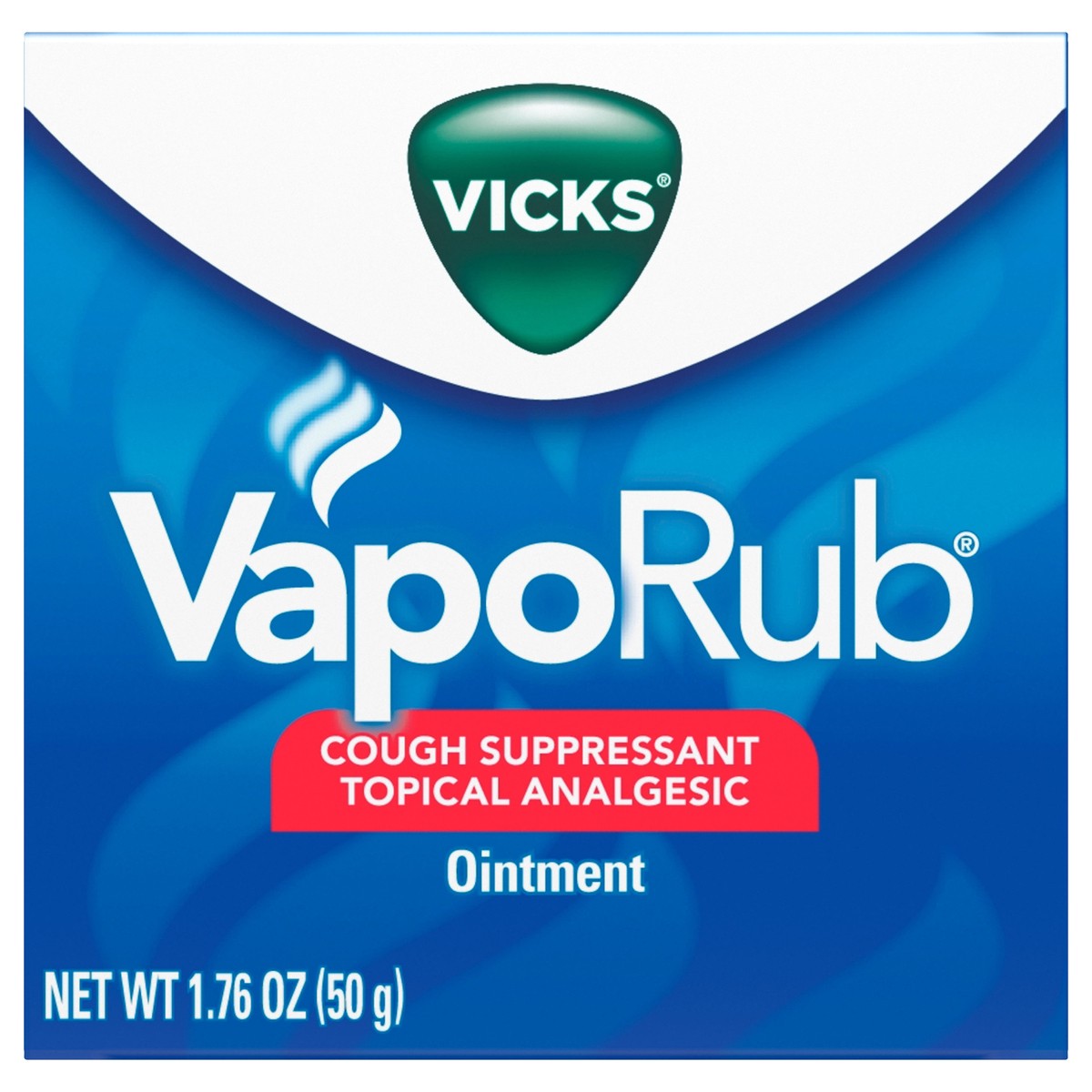 slide 1 of 2, Vicks VapoRub, Original, Cough Suppressant, Topical Chest Rub & Analgesic Ointment, Medicated Vicks Vapors, Relief from Cough Due to Cold, Aches & Pains, 1.76oz, 1.76 oz