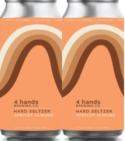 slide 1 of 1, 4 Hands Apricot Almond Seltzer 4 Pack Cans, 16 oz