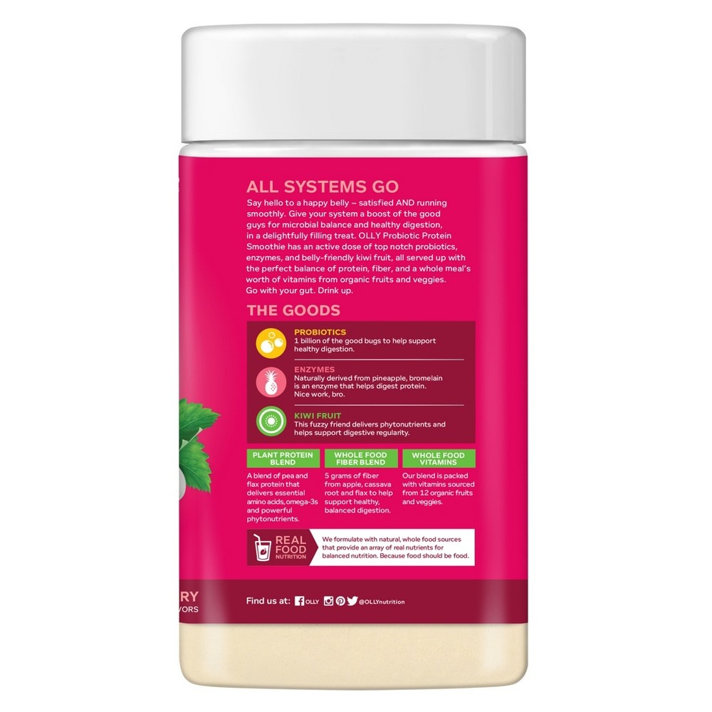 slide 4 of 4, Olly Probiotic Smoothie Protein Powder Creamy Strawberry, 23.6 oz